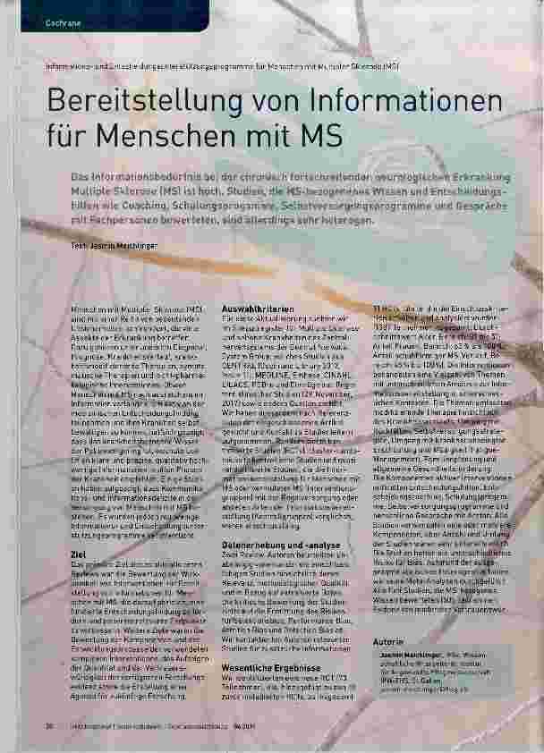 Vorschauseite 1: Bereitstellung von Informationen für Menschen mit MS