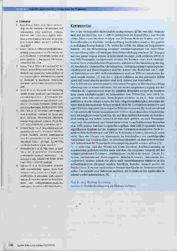 Vorschauseite 3: Antibiotic Stewardship (ABS)-Programme: ist eine Reduktion (muiti-)resistenter Erreger wissenschaftiich nachgewiesen?