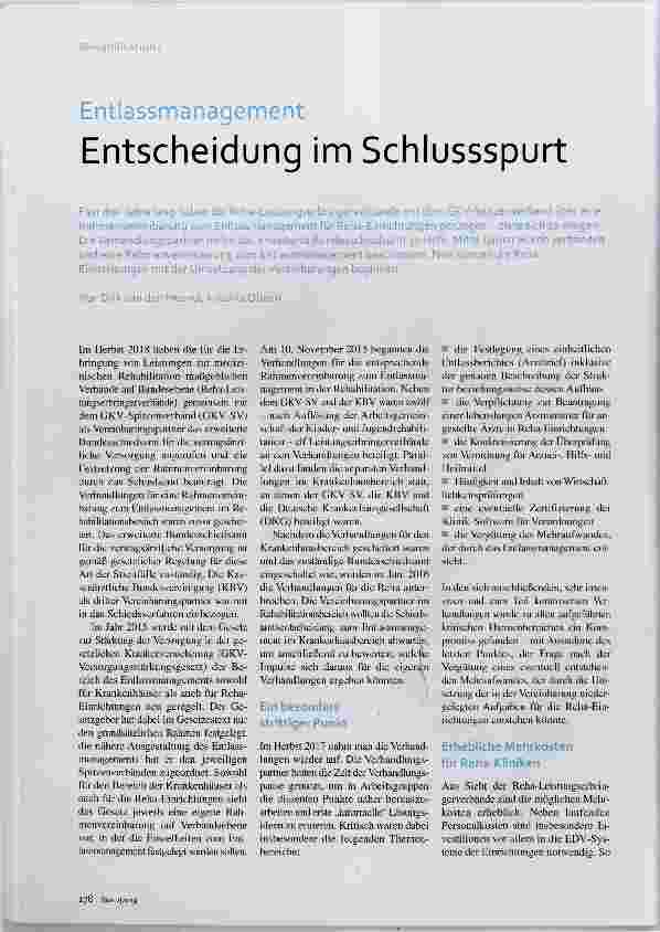 Vorschauseite 1: Entlassungsmanagement Entscheidung im Schlussspurt
