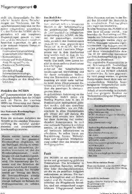 Vorschauseite 4: Selbstverwaltung der Pflegeberufe Das National Council of State Boards of Nursing, Teil 2