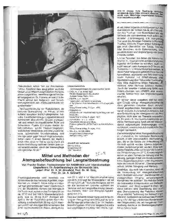 Vorschauseite 4: Handhabung der Respiratoren zur Anwendung einzelner Beatmungsformen bei der Beatmung von Säuglingen und Kleinkindern