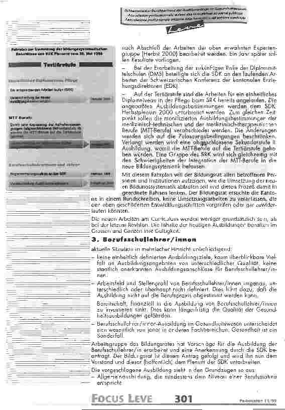 Vorschauseite 2: Revision der Berufsbildung im Gesundheitswesen
