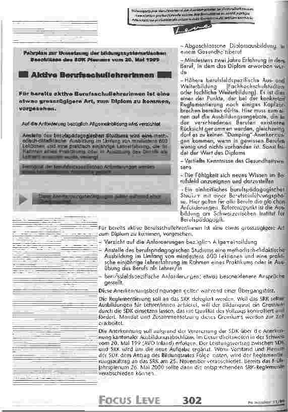 Vorschauseite 3: Revision der Berufsbildung im Gesundheitswesen