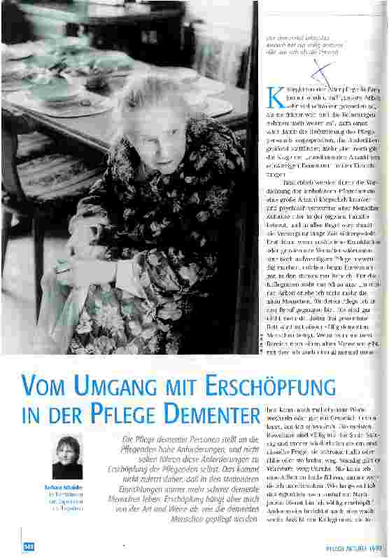 Vorschauseite 1: Vom Umgang mit Erschöpfung in der Pflege Dementer