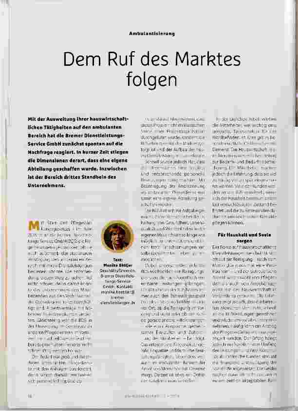 Vorschauseite 1: Dem Ruf des Marktes folgen