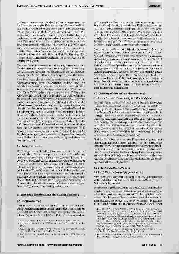 Vorschauseite 3: Tarifkonkurrenz und Nachwirkung in mehrstufigen Tarifwerken Teil 1