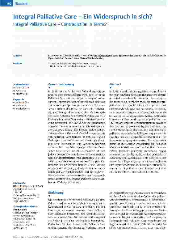 Vorschauseite 1: Integral Palliative Care - Ein Widerspruch in sich?