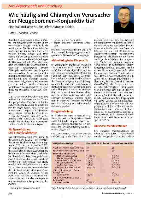 Vorschauseite 1: Wie häufig sind Chlamydien Verursacher der Neugeborenen-Konjunktivitis?