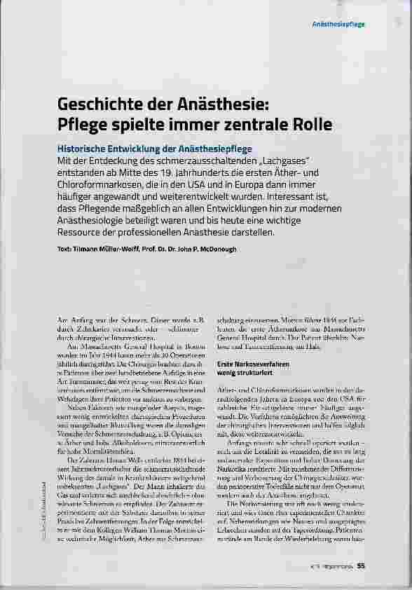 Vorschauseite 2: Geschichte der Anästhesie: Pflege spielte immer zentrale Rolle