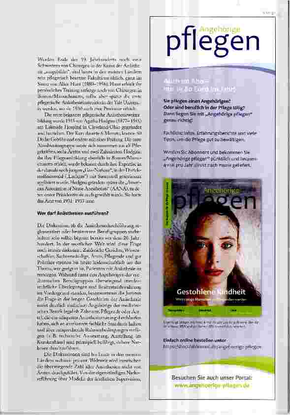 Vorschauseite 4: Geschichte der Anästhesie: Pflege spielte immer zentrale Rolle