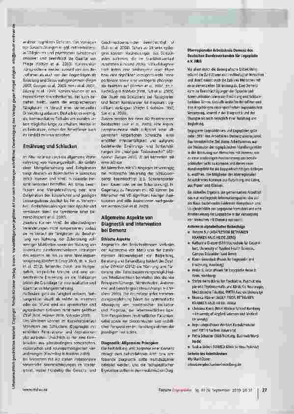 Vorschauseite 2: Informationen zu Logopädie und Demenz