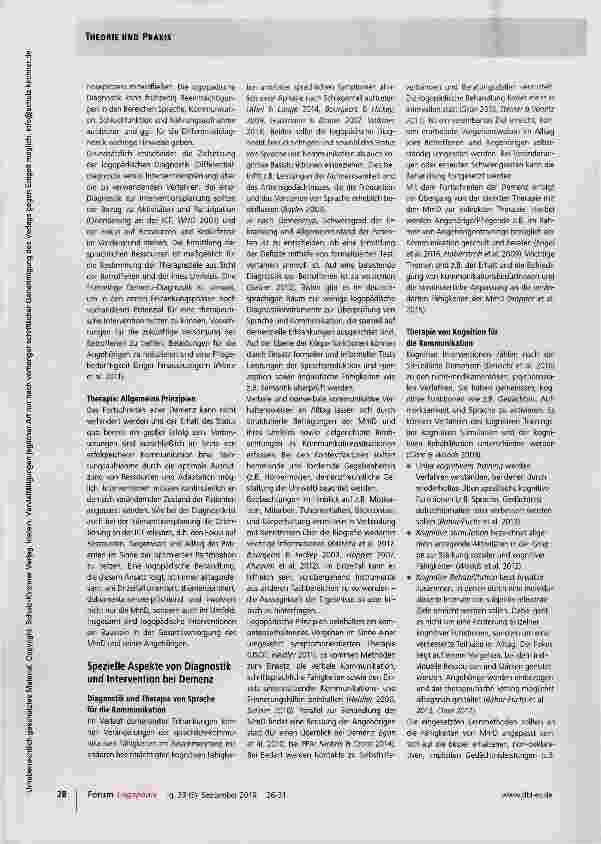 Vorschauseite 3: Informationen zu Logopädie und Demenz