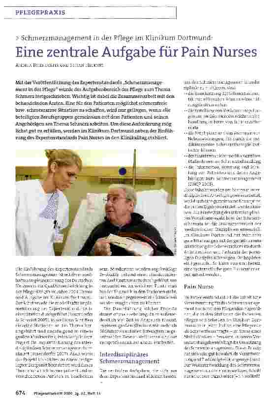 Vorschauseite 1: Eine zentrale Aufgabe für Pain Nurses