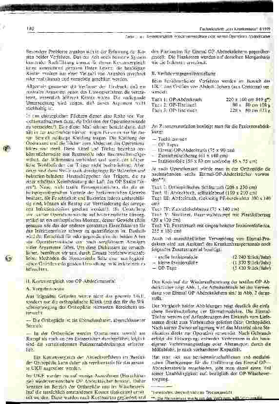 Vorschauseite 2: Ein Kostenvergleich - wiederverwendbare oder einmal Operationsabdecktücher