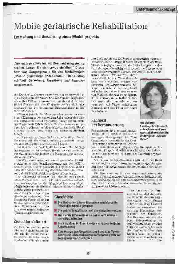 Vorschauseite 1: Mobile geriatrische Rehabilitation Entstehung und Umsetzung eines Modellprojekts