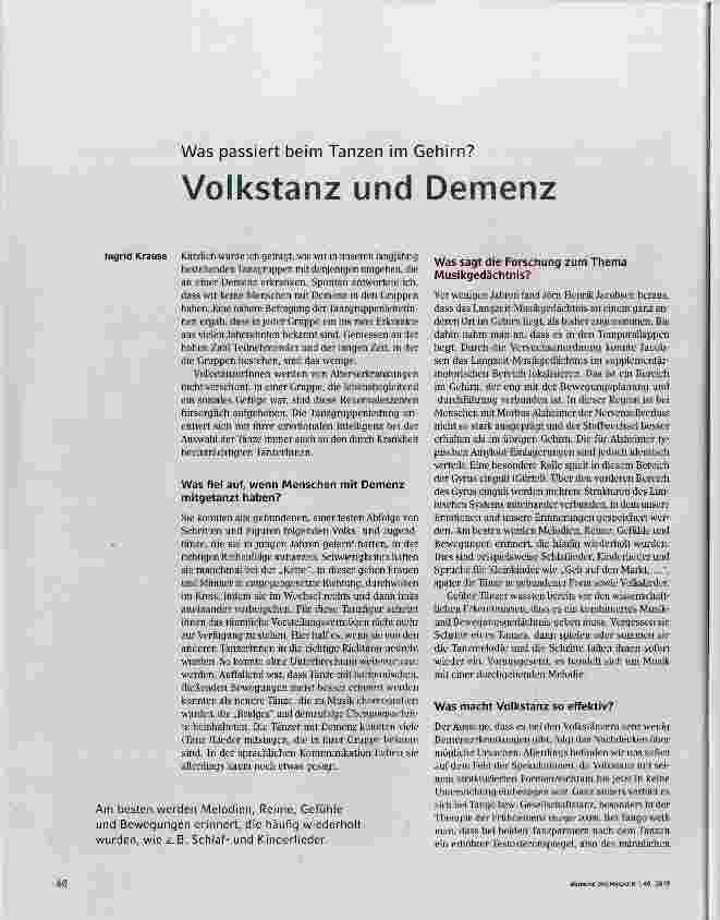 Vorschauseite 1: Volkstanz und Demenz