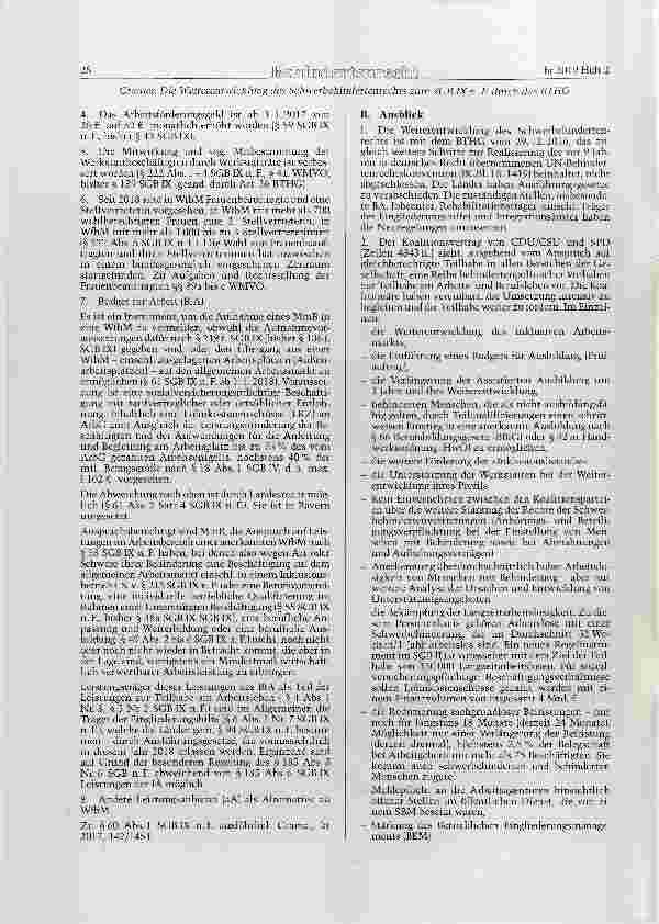 Vorschauseite 3: Die Weiterentwicklung des Schwerbehindertenrechts zum SGB K n. F. durch das BTHG