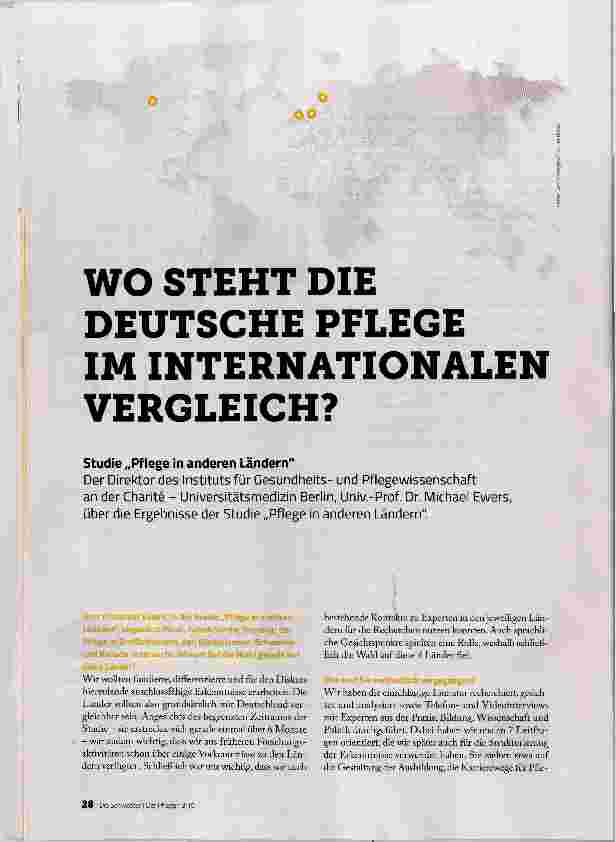 Vorschauseite 1: WO STEHT DIE DEUTSCHE PFLEGE IM INTERNATIONALEN VERGLEICH?