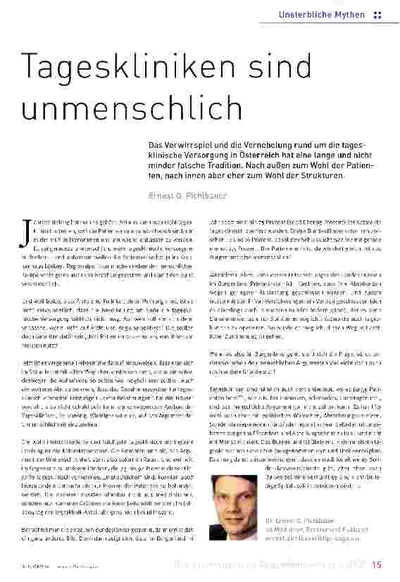 Vorschauseite 1: Tageskliniken sind unmenschlich