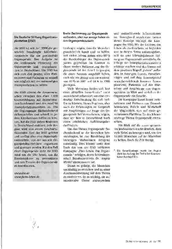 Vorschauseite 4: Dramatischer Mangel an Spenderorganen in Deutschland