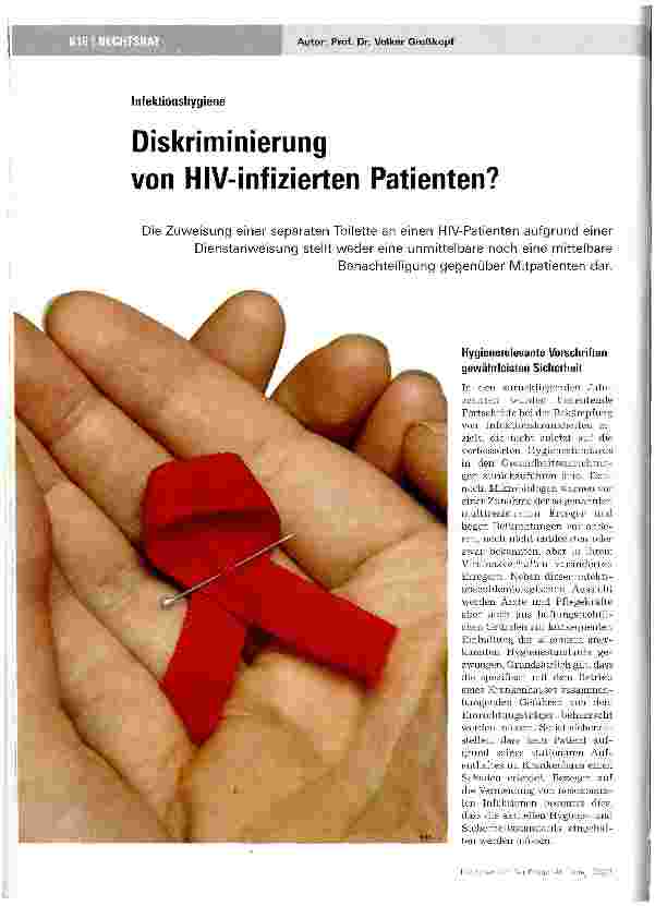 Vorschauseite 1: Diskriminierung von HlV-infizierten Patienten?