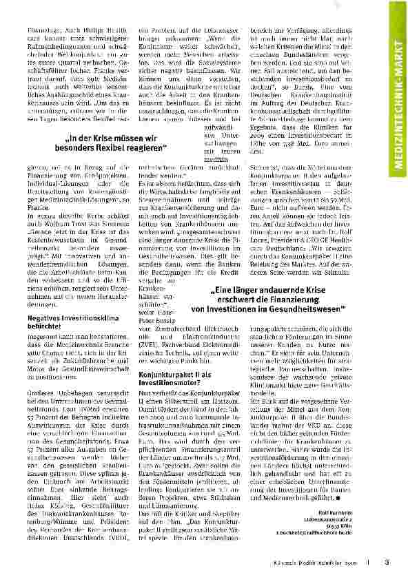 Vorschauseite 2: Medizintechnik in der Krise?