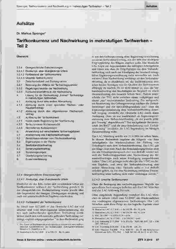 Vorschauseite 1: Tarifkonkurrenz und Nachwirkung in mehrstufigen Tarifwerken Teil 2