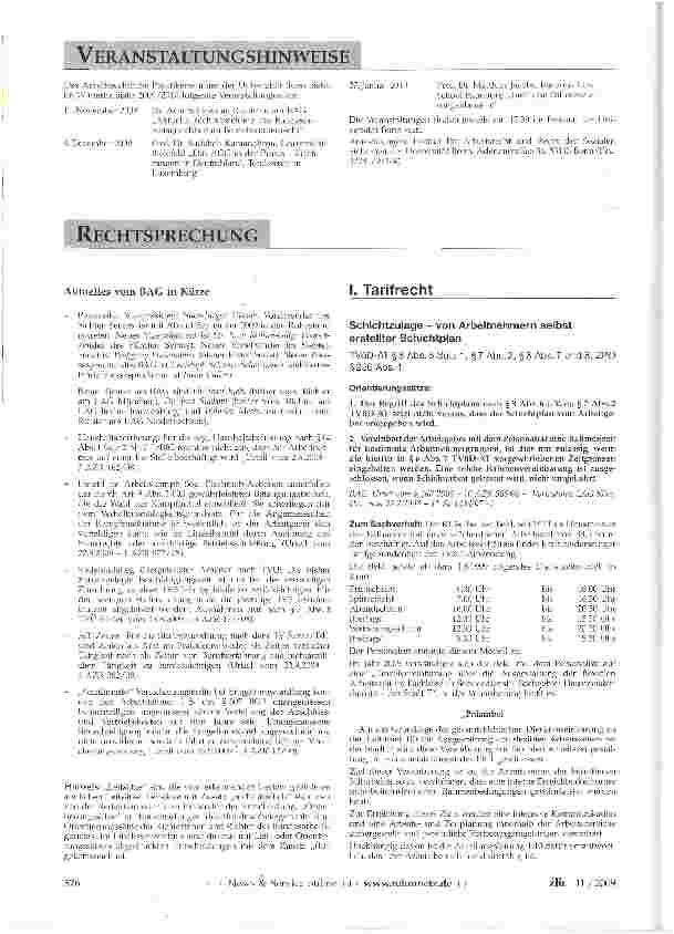 Vorschauseite 1: Schichtzulage - von Arbeitnehmern selbst erstellter Schichtplan