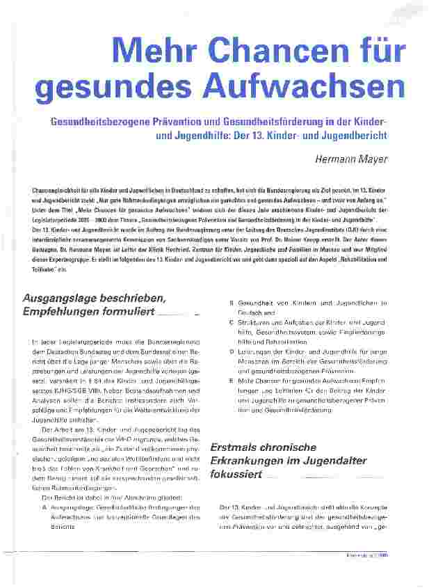 Vorschauseite 1: Mehr Chancen für gesundes Aufwachsen