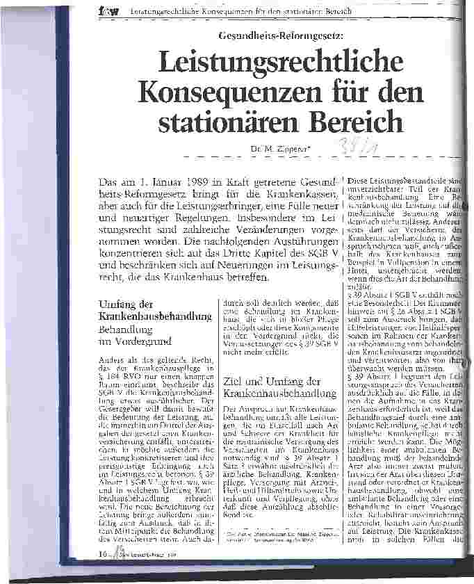Vorschauseite 1: Leistungsrechtliche Konsequenzen für den stationären Bereich