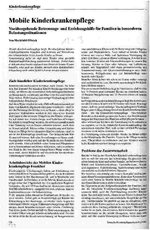 Vorschauseite 1: Mobile Kinderkrankenpflege Vorübergehende Betreuungsund Erziehungshilfe