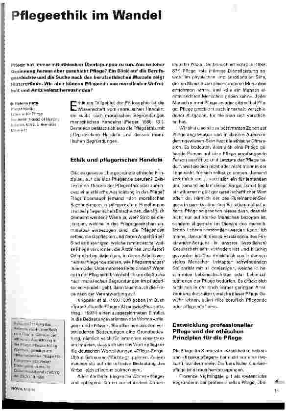 Vorschauseite 1: Pflegeethik im Wandel