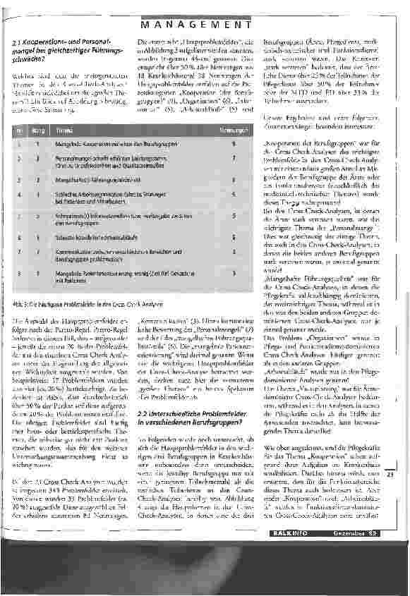 Vorschauseite 2: Problemfelder im Krankenhaus erkennen Cross-Check-Analysen können helfen, auch ungeahnte Führungsprobleme aufzuspüren und zu beseitigen/2. Teil
