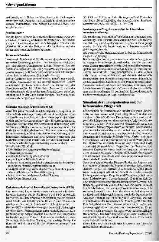 Vorschauseite 3: Die künstliche Ernährung von Tumorpatienten zu Hause Zusammenarbeit von Ernährungsteam und Gemeindekrankenschwester