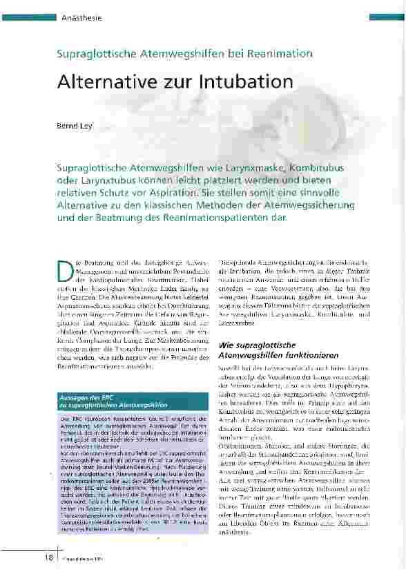 Vorschauseite 1: Alternative zur Intubation