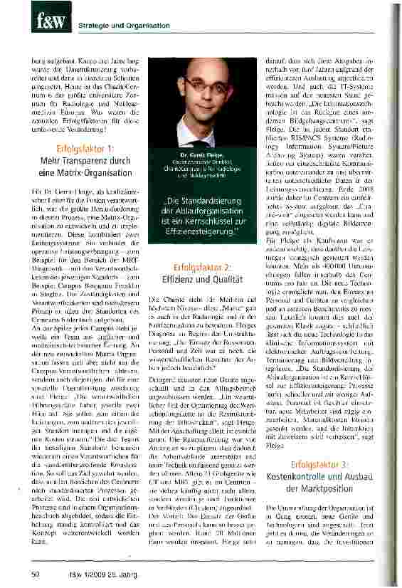 Vorschauseite 2: Aus sieben mach einsIn Berlin entstand aus sechs Kliniken und einem Institut das größte universitäre Zentrum für Radiologie und Nuklearmedizin Europas