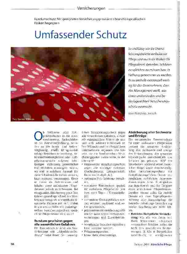 Vorschauseite 1: Rundumschutz: Mit geeigneten Versicherungsprodukten branchenspezifischen Risiken begegnenUmfassender Schutz