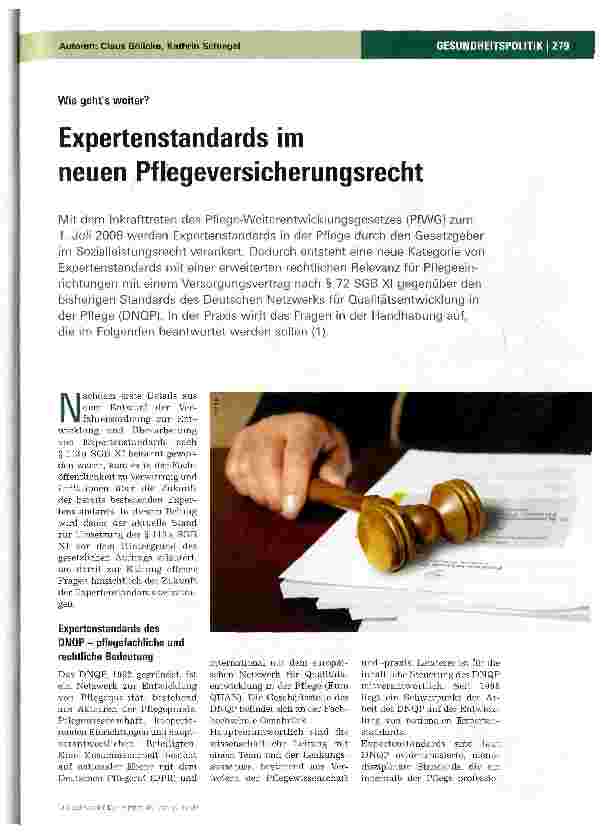 Vorschauseite 1: Expertenstandards im neuen Pflegeversicherungsrecht