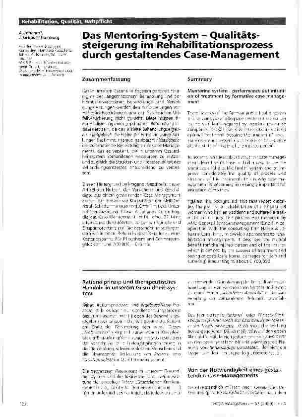 Vorschauseite 1: Das Mentoring-System - Qualitätssteigerung im Rehabilitationsprozess durch gestaltendes Case-Management