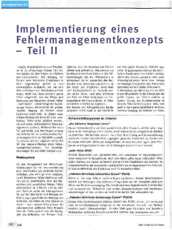 Vorschauseite 1: Implementierung eines Fehlermanagementkonzepts - Teil II