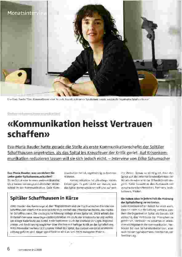 Vorschauseite 1: Kommunikation heisst Vertrauen schaffen