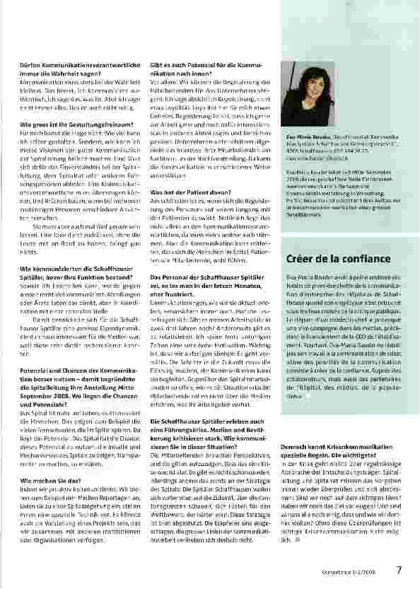 Vorschauseite 2: Kommunikation heisst Vertrauen schaffen