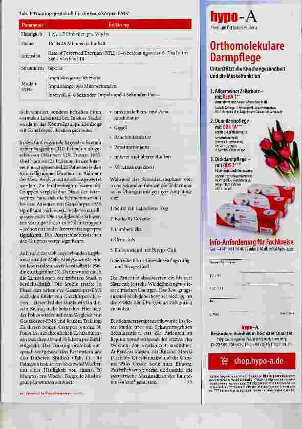 Vorschauseite 2: Mit Ganzkörper-Elektromyostimulation gegen Kreuzschmerzen?