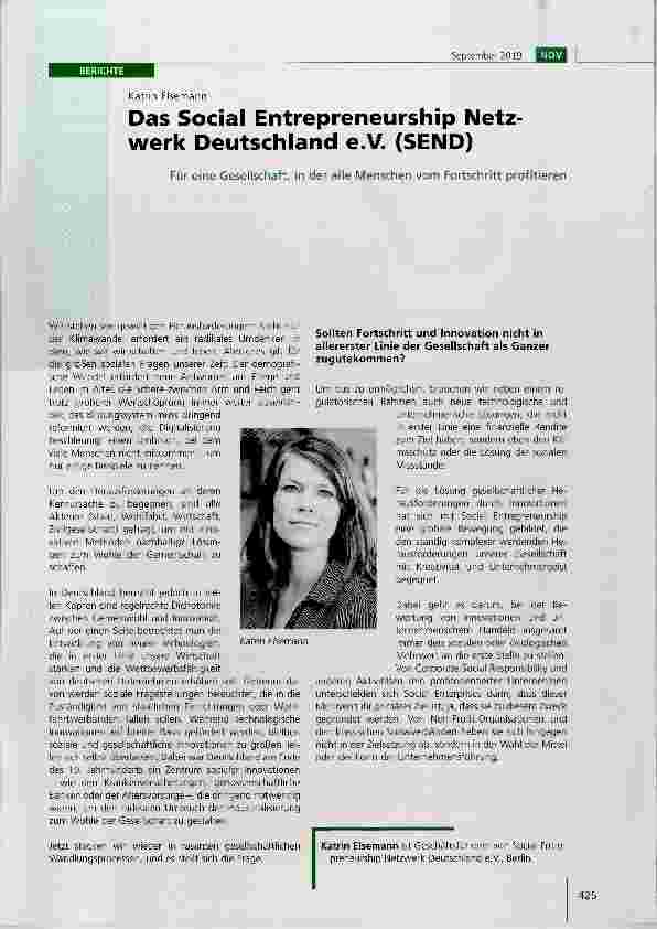 Vorschauseite 1: Das Social Entrepreneurship Netzwerk Deutschland e.V. (SEND)