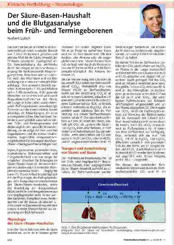 Vorschauseite 1: Der Säure-Basen-Haushalt und die Blutgasanalyse beim Frühund Termingeborenen