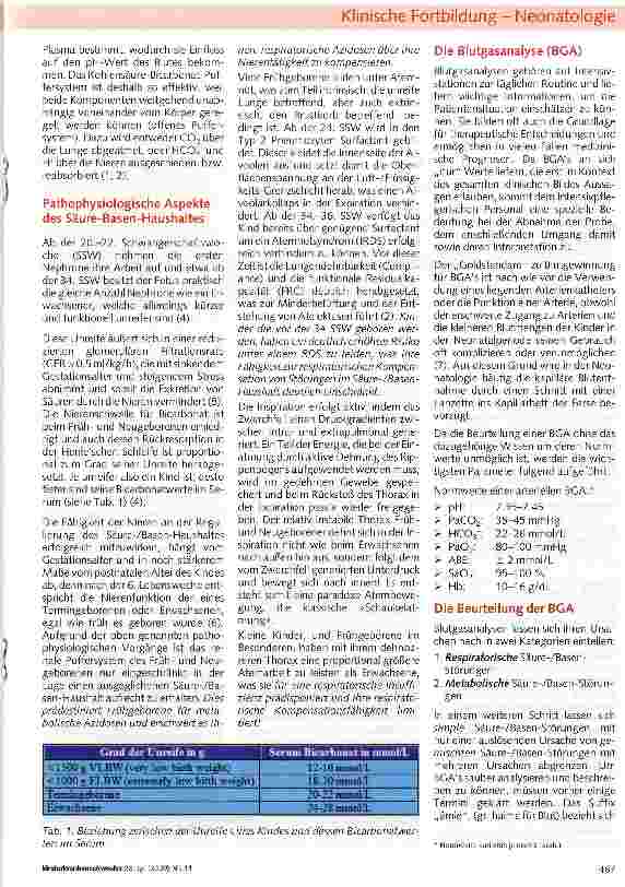 Vorschauseite 2: Der Säure-Basen-Haushalt und die Blutgasanalyse beim Frühund Termingeborenen