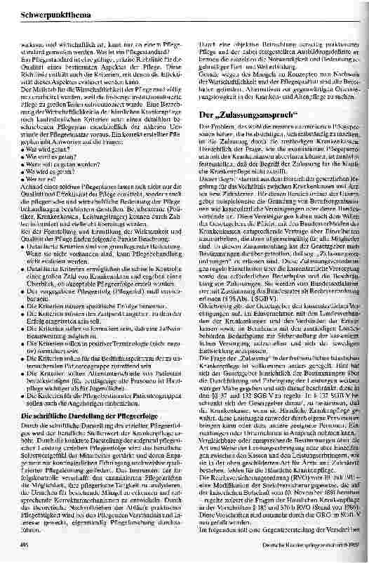 Vorschauseite 2: Die Auswirkungen des Gesundheitsreformgesetzes auf die freiberufliche Krankenpflege