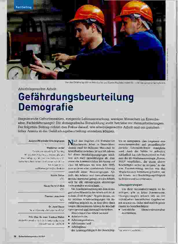 Vorschauseite 1: Gefährdungsbeurteilung Demografie