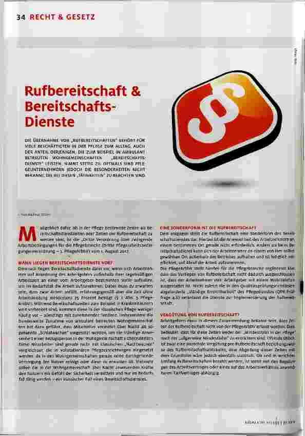 Vorschauseite 1: Rufbereitschaft & Bereitschafts-Dienste