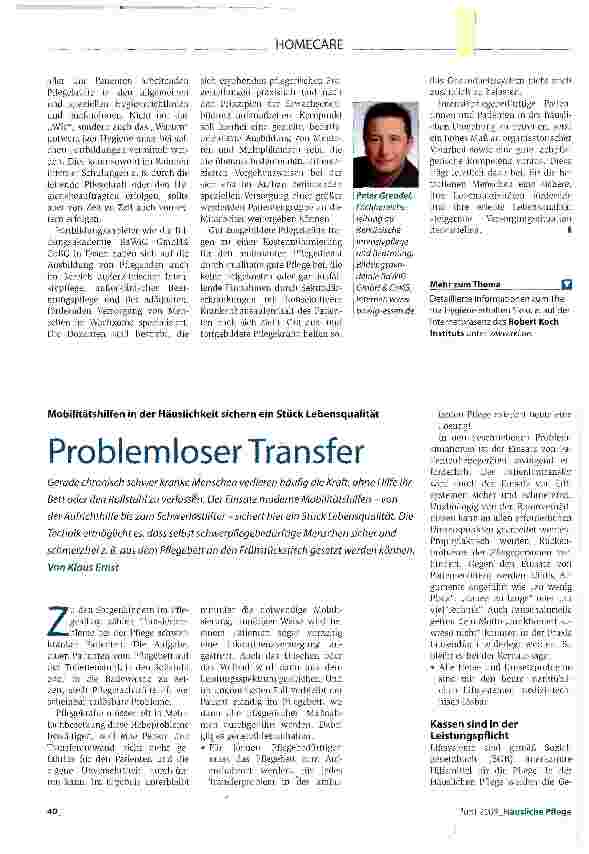 Vorschauseite 1: Mobilitätshilfen in der Häuslichkeit sichern ein Stück LebensqualitätProblemloser Transfer